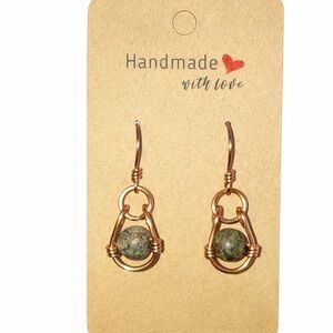 Copper and Green Stone Earrings